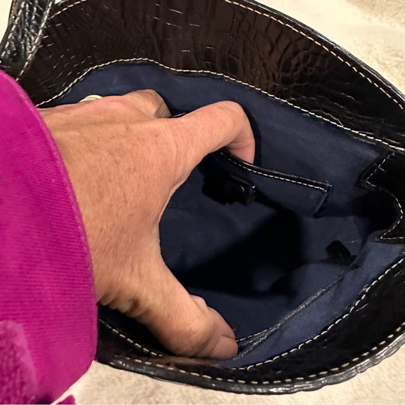 Brahmin Crossbody Animal Print Embossed Leather & Raffia Bag - Picture 6 of 9